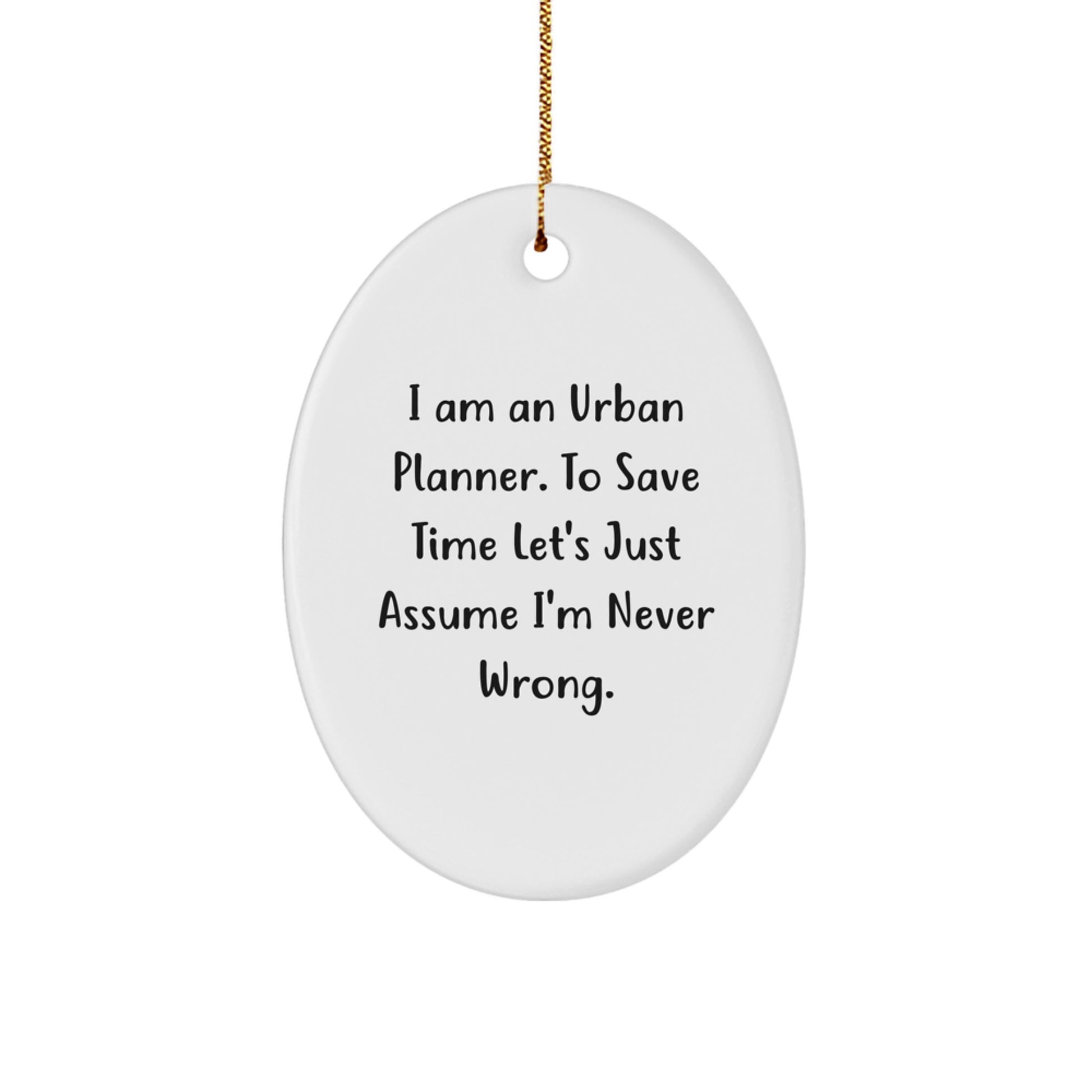 Urban Planner Christmas Oval Ornament Gift from Friends to Men - Funny Quote - Image 1