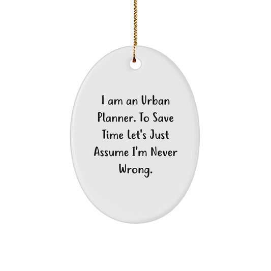 Urban Planner Christmas Oval Ornament Gift from Friends to Men - Funny Quote - Image 1