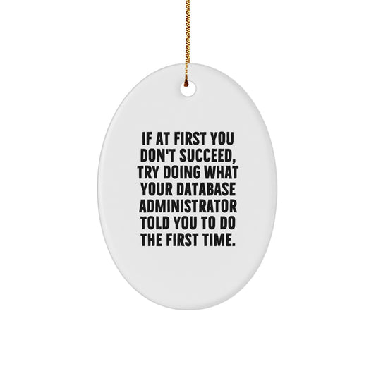 Funny Database Administrator Gifts, Oval Ornament Quote Decoration, Unique Christmas Memorable Presents for Database Administrator Coworkers - Image 1