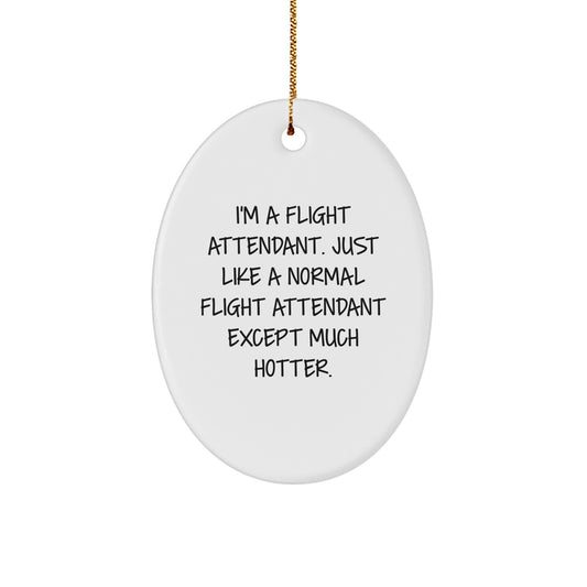 Funny Flight Attendant Gifts from Friends, Unique Oval Ornament for Flight Attendants, Christmas Unique Gifts - Image 1