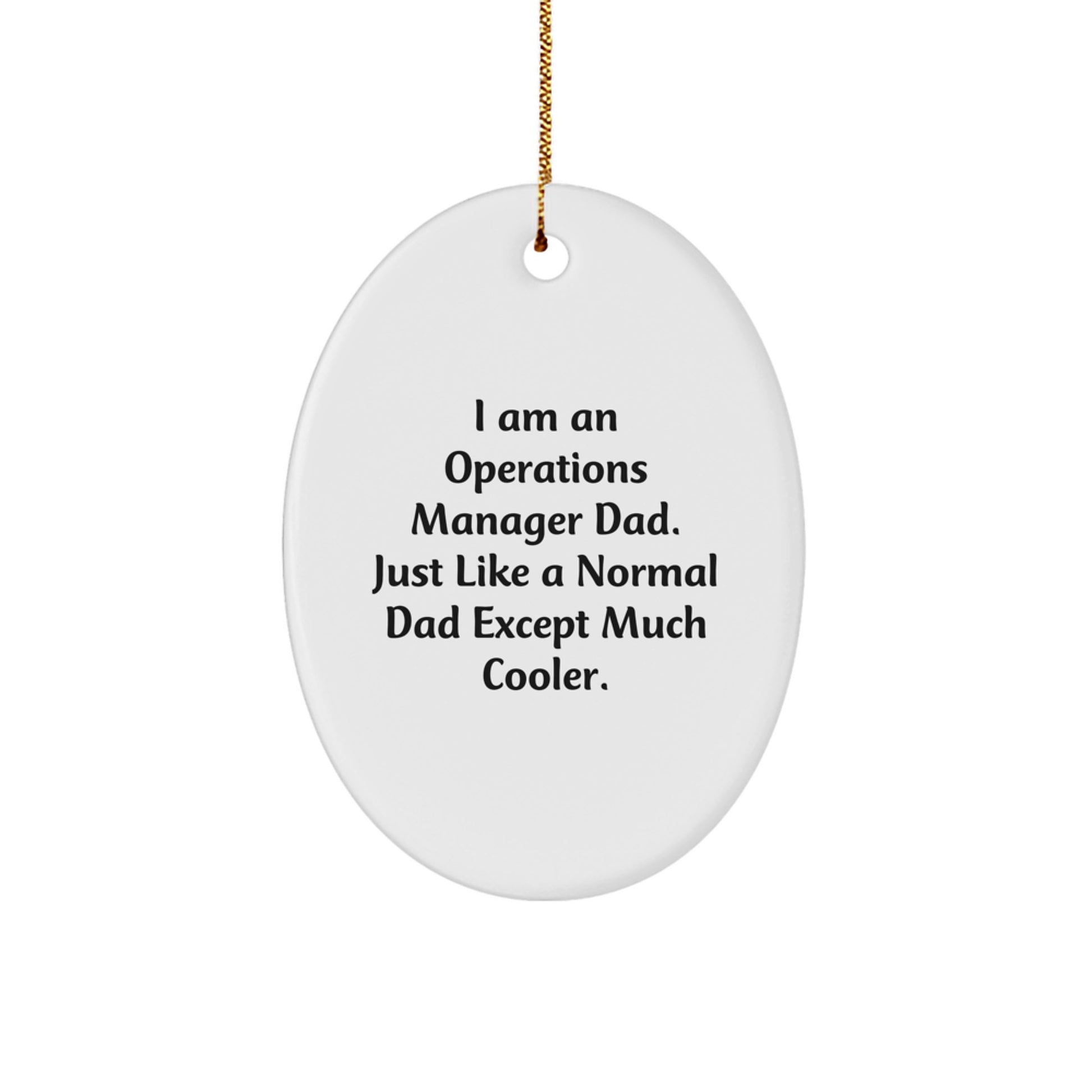Funny Operations Manager Dad Oval Ornament, Christmas Unique Gifts from Dad to Son, Unique Oval Shaped MDF Decorations - Image 1