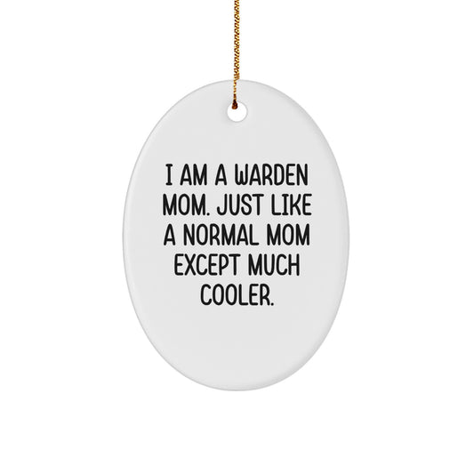 Funny Warden Mom Oval Ornament Gifts from Friends for Warden, Oval Ornament Warden Mom Gift at Christmas, Christmas Unique Warden Mom Gifts - Image 1
