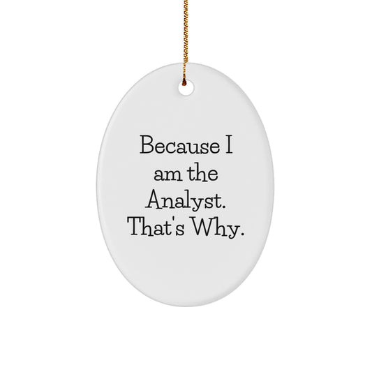 Funny Analyst Gifts for Men Oval Ornament Because I Am The Analyst That's Why Christmas Unique Decorations - Image 1