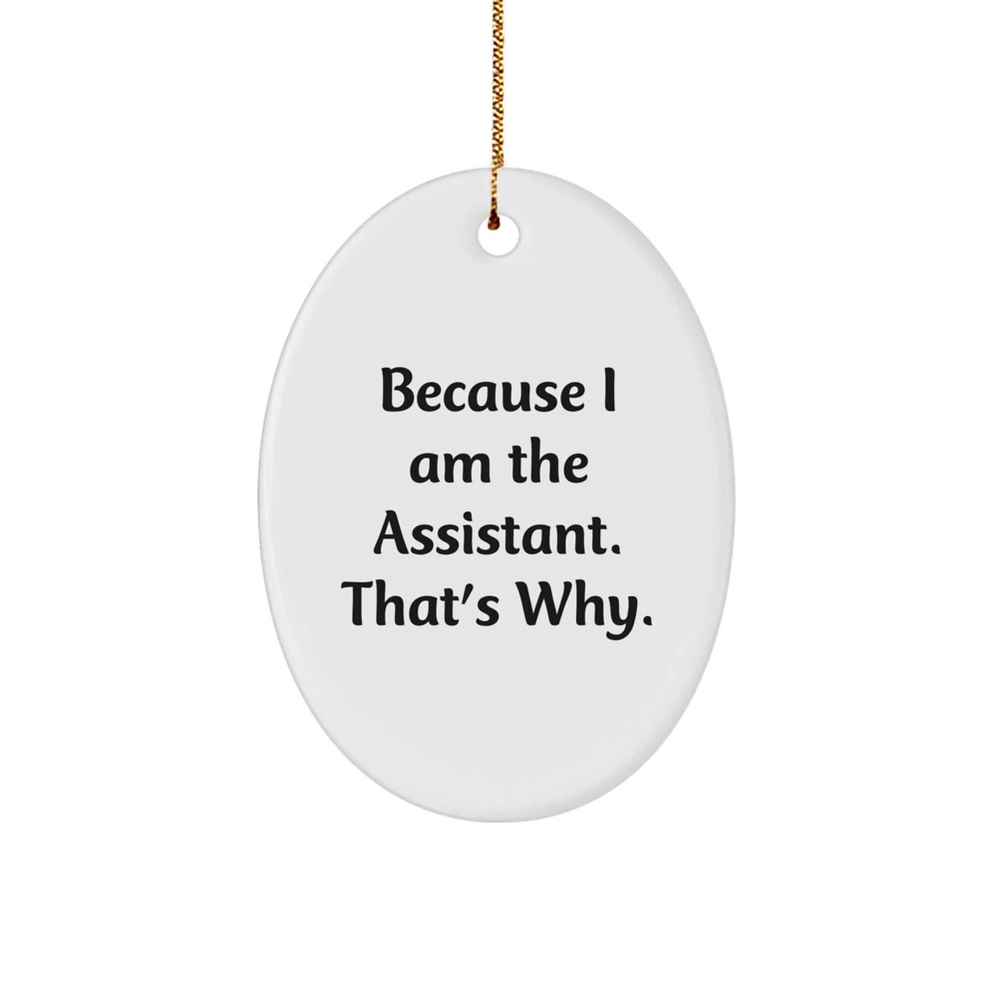 Funny Assistant Oval Ornament Gifts from Family, Friends, Coworkers for Christmas Unique Decorations - Because I Am The Assistant. That's Why. - Image 1