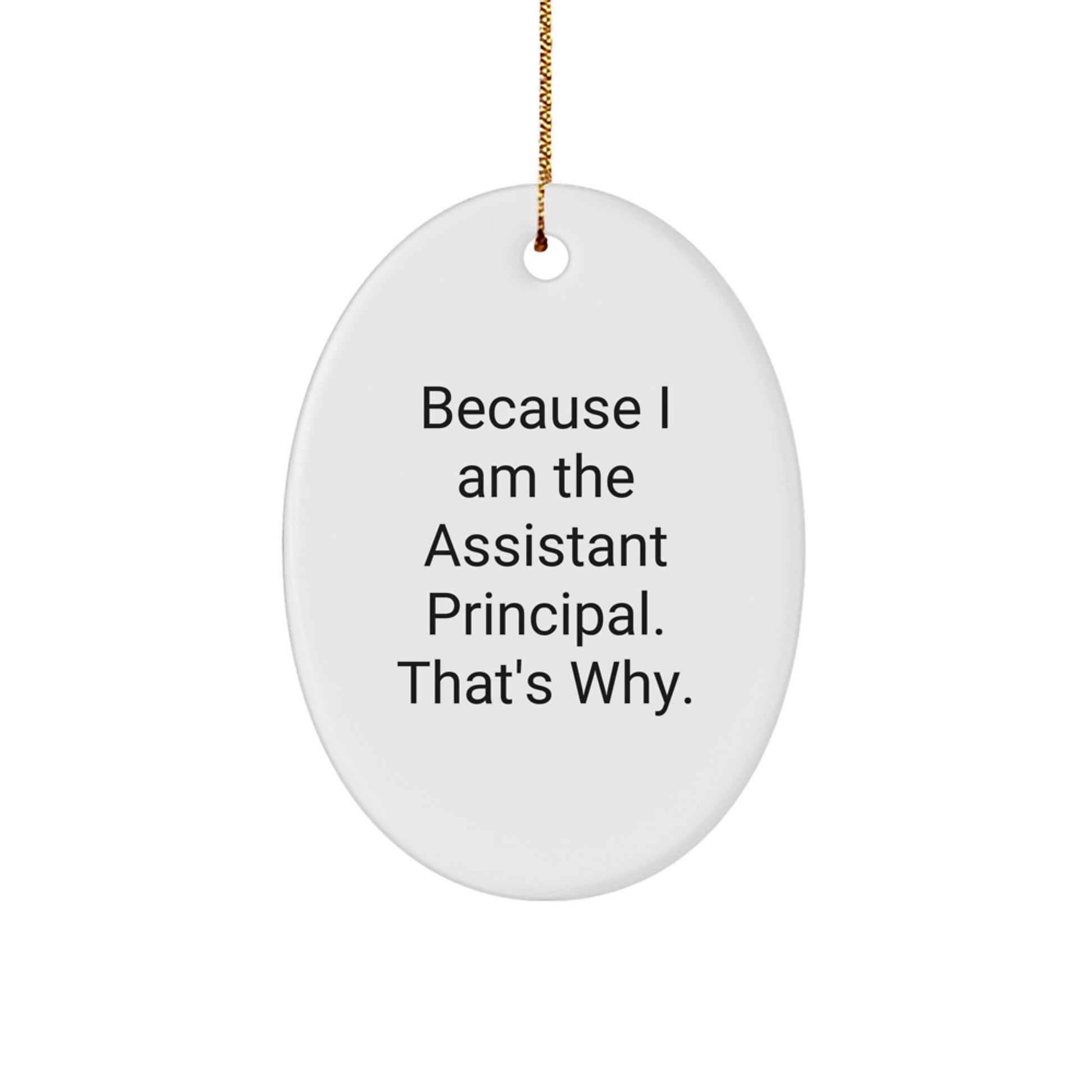 Funny Assistant Principal Gifts - Oval Ornament - 'Because I Am The Assistant Principal. That's Why.' for Men, Women, Family, Friends, Coworkers - Image 1