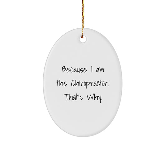 Funny Chiropractor Oval Ornament Gifts from Friends and Family, Christmas Unique Presents for Chiropractor Men and Women, Oval Ornament because I am the Chiropractor that's why - Image 1