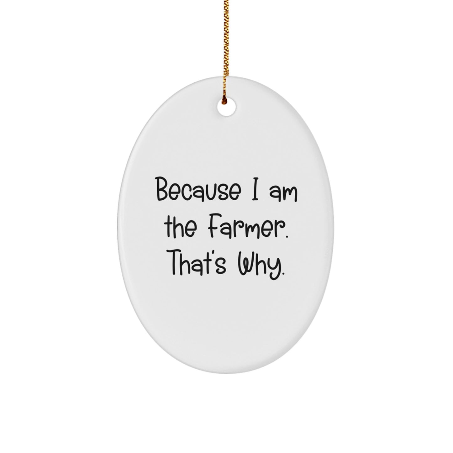 Farmer Oval Ornament Gifts from Men to Farmer for Christmas Unique Decorations Because I Am The Farmer That's Why - Image 1