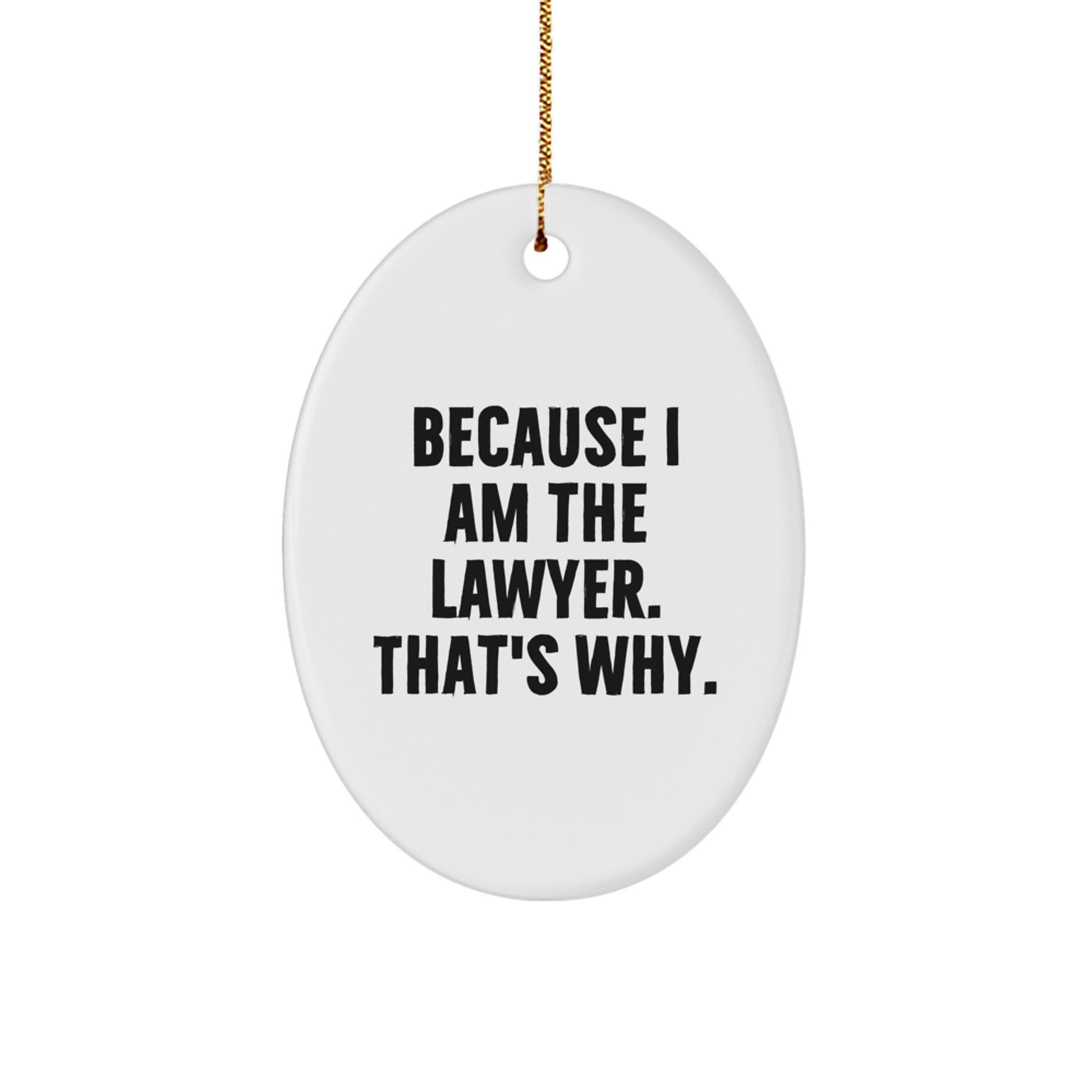 Funny Lawyer Gifts for Men Oval Ornament Because I Am The Lawyer That's Why Christmas Unique - Image 1