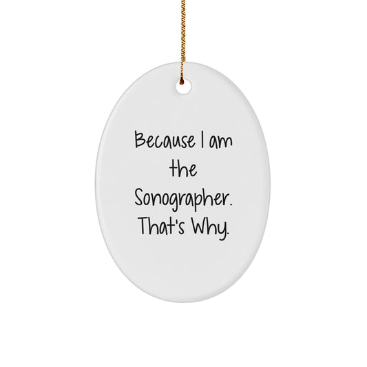 Funny Sonographer Gifts, Oval Ornament for Christmas Unique Gifts from Friends, Gifts for Sonographer - Image 1