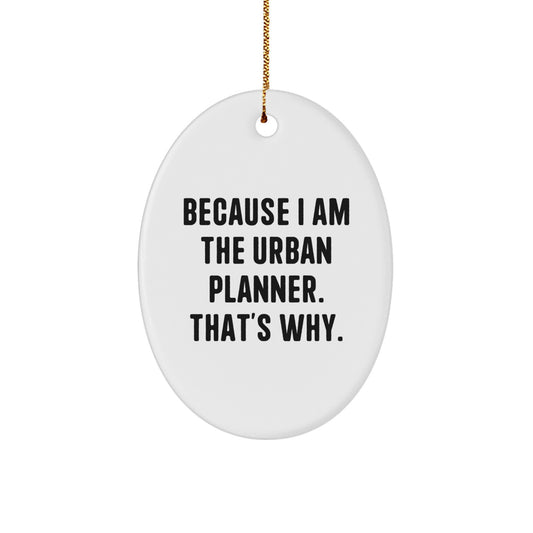 Funny Urban Planner Gifts from Men to Friends, Oval Ornament Christmas Unique Finds Because I Am The Urban Planner That's Why, Perfect for Women Coworkers Family - Image 1