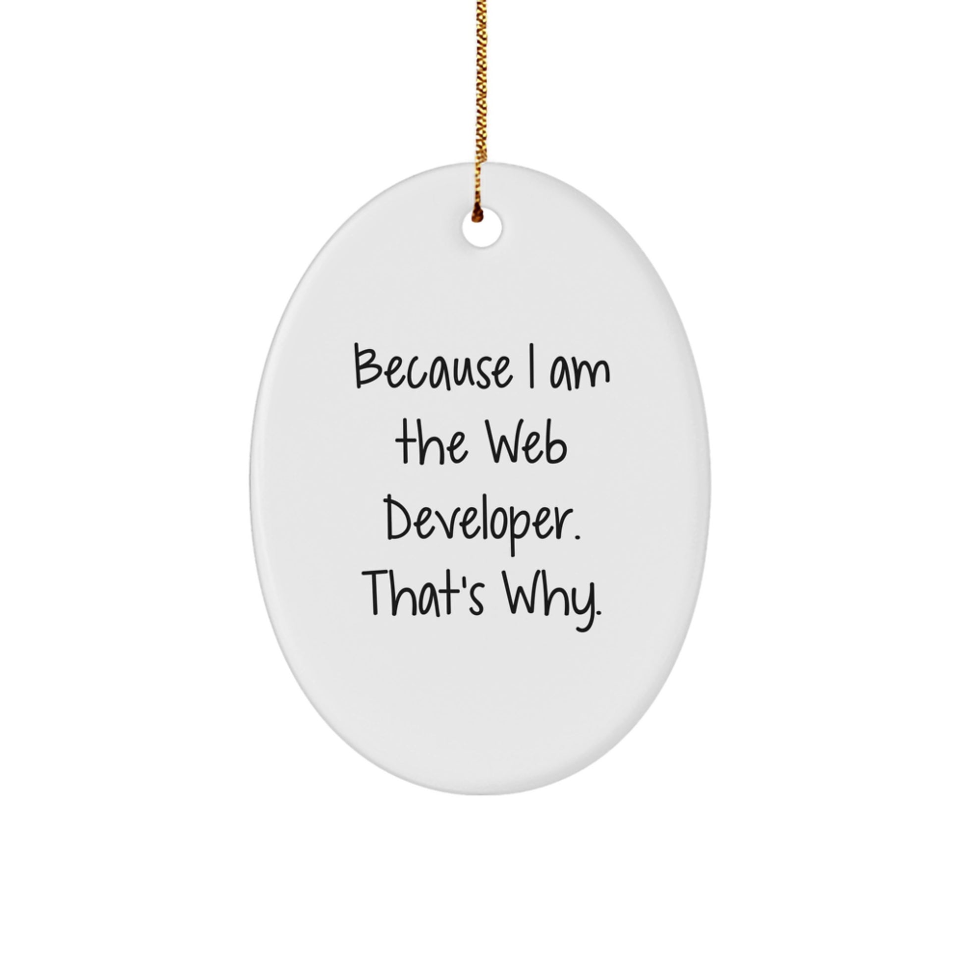 Funny Oval Ornament Gifts for Web Developer Men Women Friends Coworkers, Because I Am The Web Developer. That's Why., Christmas Unique Gifts from Family - Image 1
