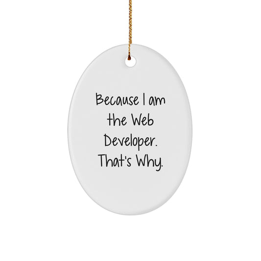 Funny Oval Ornament Gifts for Web Developer Men Women Friends Coworkers, Because I Am The Web Developer. That's Why., Christmas Unique Gifts from Family - Image 1