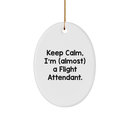 Funny Quote Flight Attendant Oval Ornament Gifts from Family for Christmas Unique Decorations - Image 1