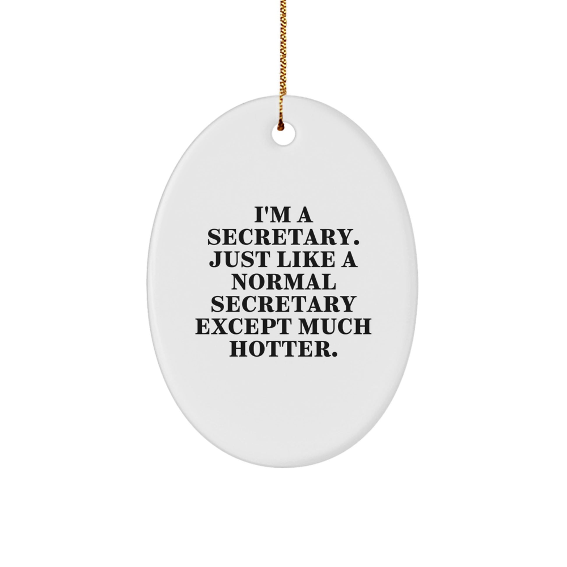 Funny Secretary Gifts for Friends, Oval Ornament, I'm A Secretary Just Like A Normal Secretary Except Much Hotter, Christmas Unique Decorations from Friends - Image 1