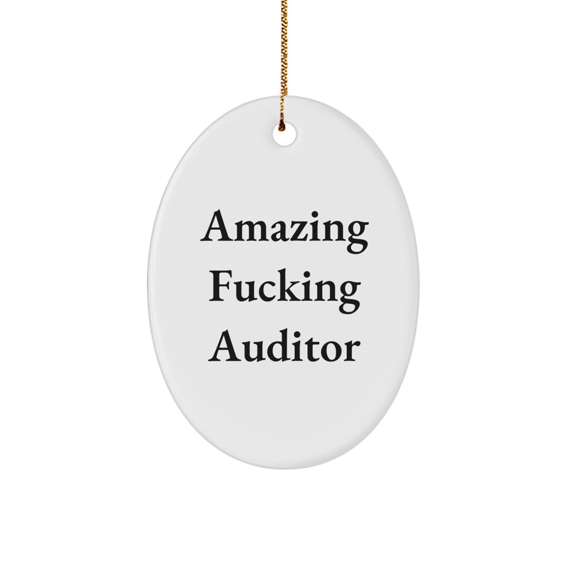 Funny Auditor Gifts from Men for Auditor Friends and Family - Oval Ornament with Amazing F--king Auditor Quote - Christmas Unique Gifts - Image 1