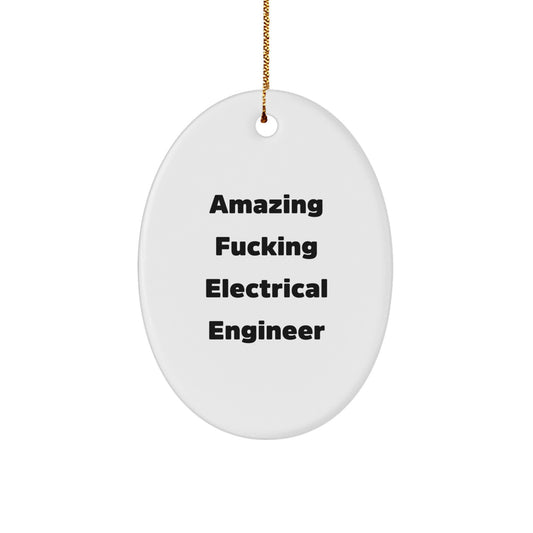 Funny Electrical Engineer Gifts for Men, Oval Ornament - 'Amazing F--king Electrical Engineer' Christmas Unique Gifts from Friends - Image 1