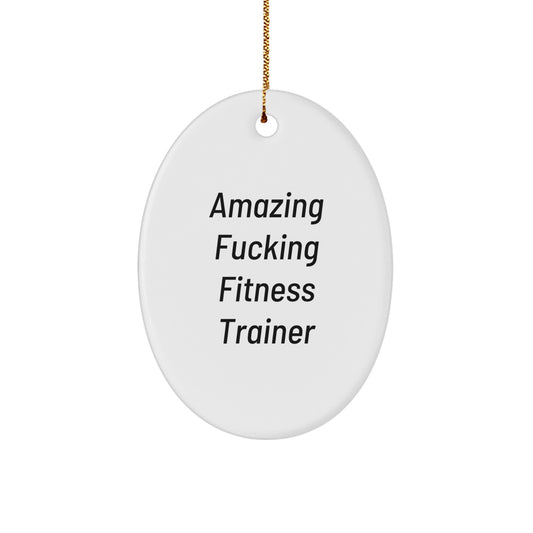 Fitness Trainer Oval Ornament Funny Quote Gifts from Men to Friends, Funny Fitness Trainer Christmas Unique Gifts, Oval Ornament for Fitness Enthusiasts - Image 1