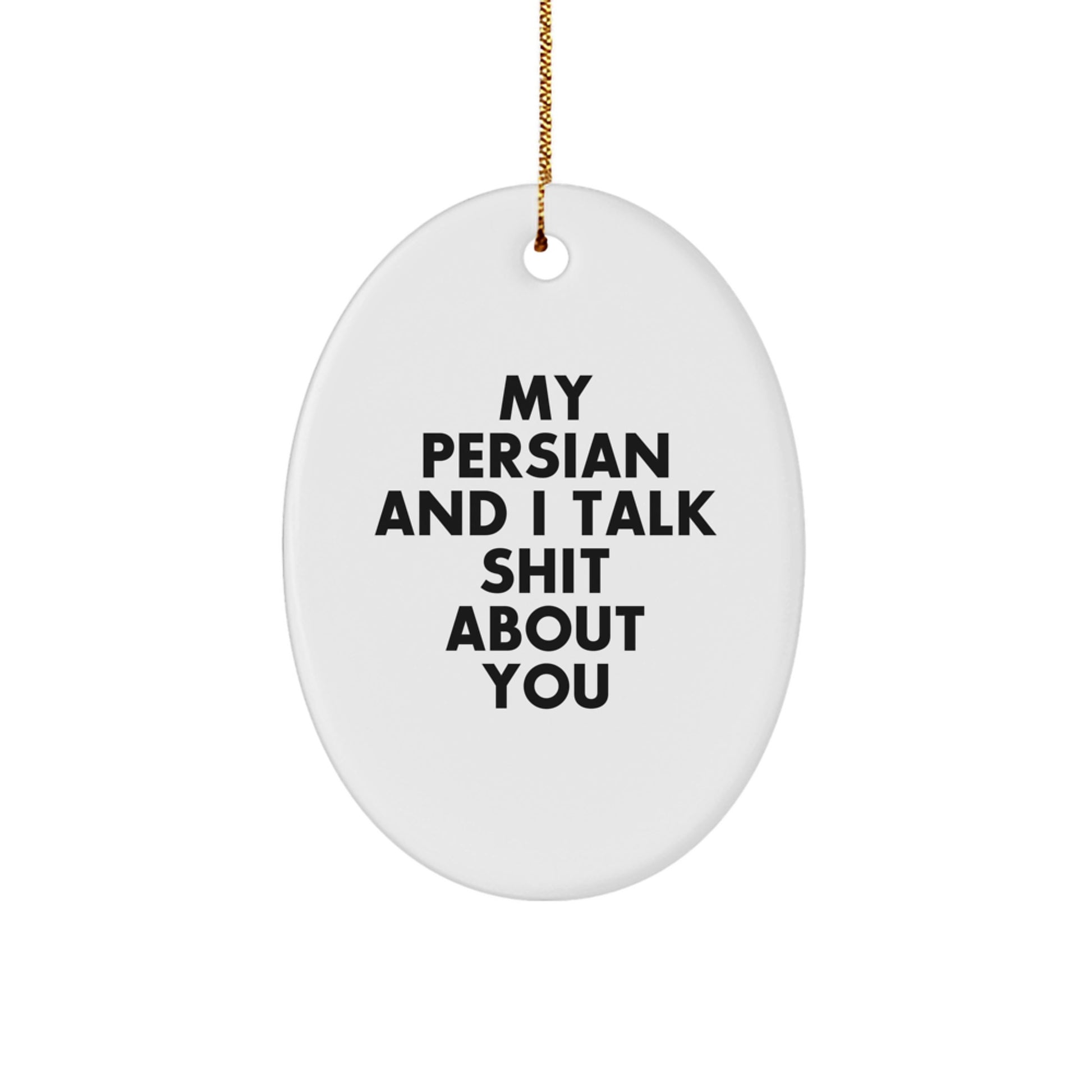 Funny Persian Cat Oval Ornament Gifts for Persian Cat Lovers from Friends - Christmas Unique Gift Idea for Women Men Family - Image 1