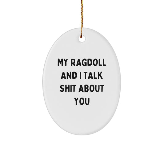 Funny Ragdoll Cat Oval Ornament Gifts from Friends and Family for Christmas Unique Presents - My Ragdoll And I Talk Shit About You Christmas Unique Gift - Image 1