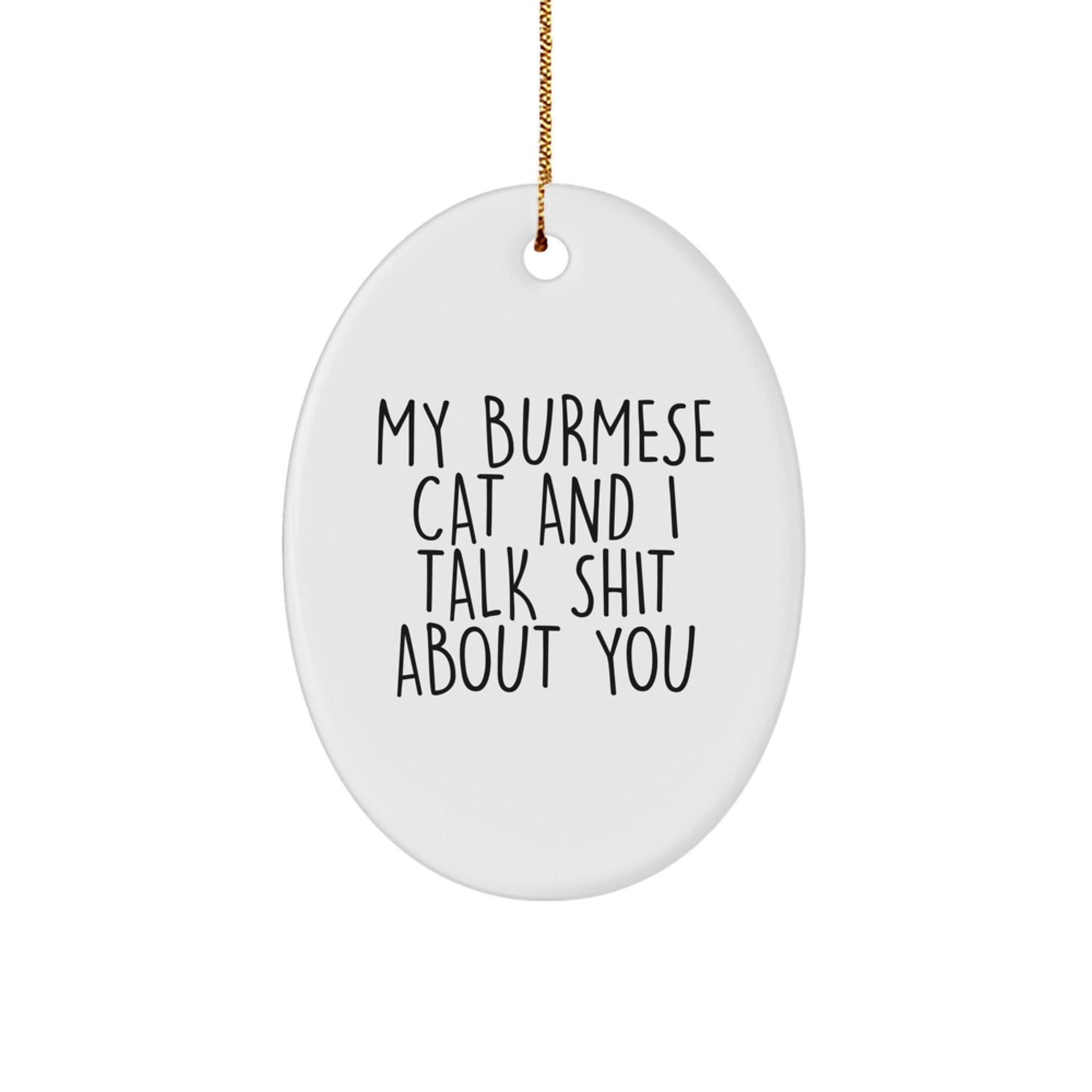 Funny Burmese Cat Oval Ornament Gifts from Men to Family for Christmas Unique - Image 1
