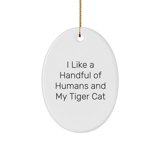 Funny Tiger Cat Oval Ornament Gift for Men, Women, Friends, or Family - I Love My Tiger Cat - Image 1