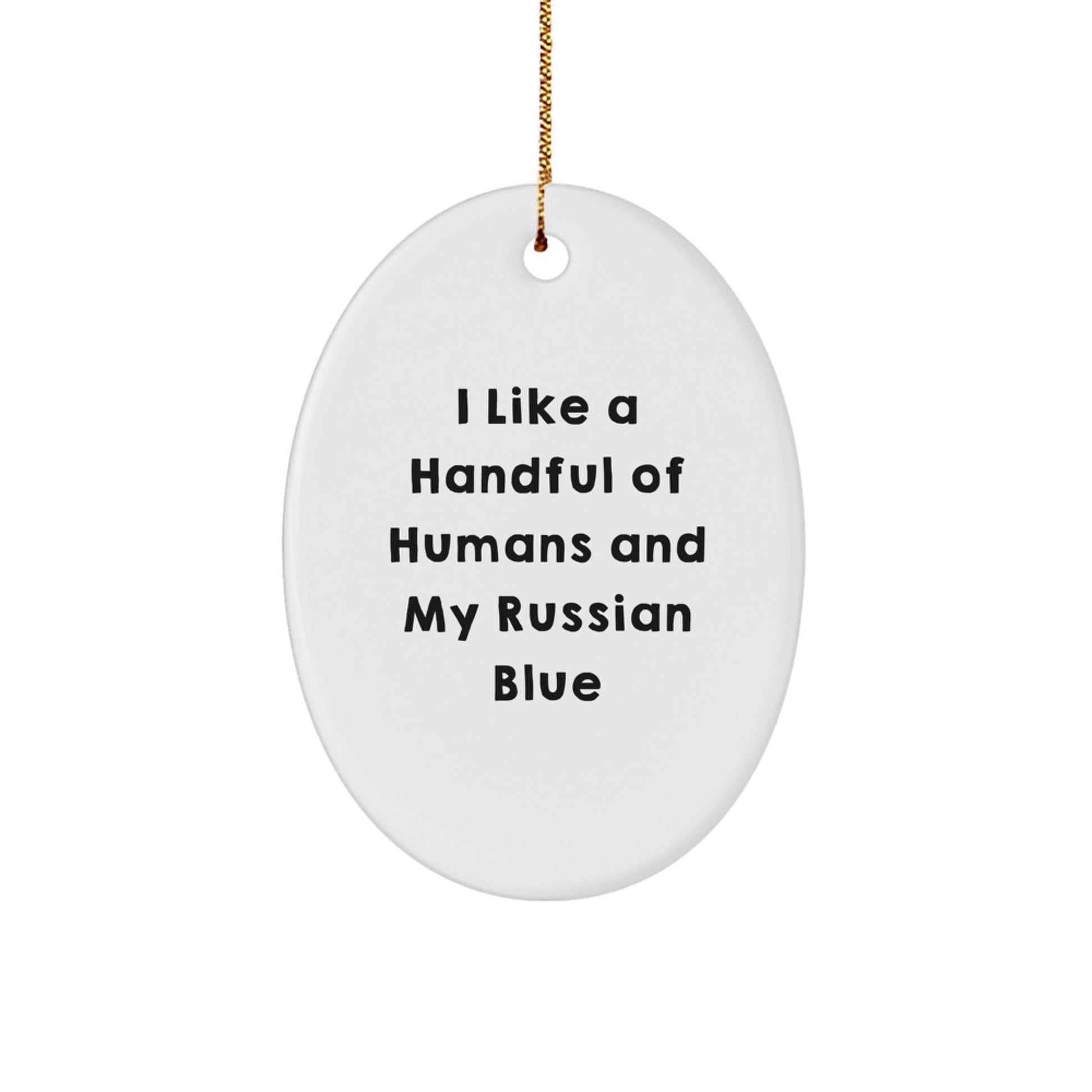 Russian Blue Cat Oval Ornament Funny Quote Gifts from Family for Christmas Unique Decorations - Image 1