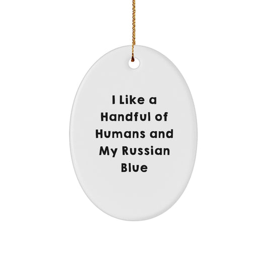 Russian Blue Cat Oval Ornament Funny Quote Gifts from Family for Christmas Unique Decorations - Image 1