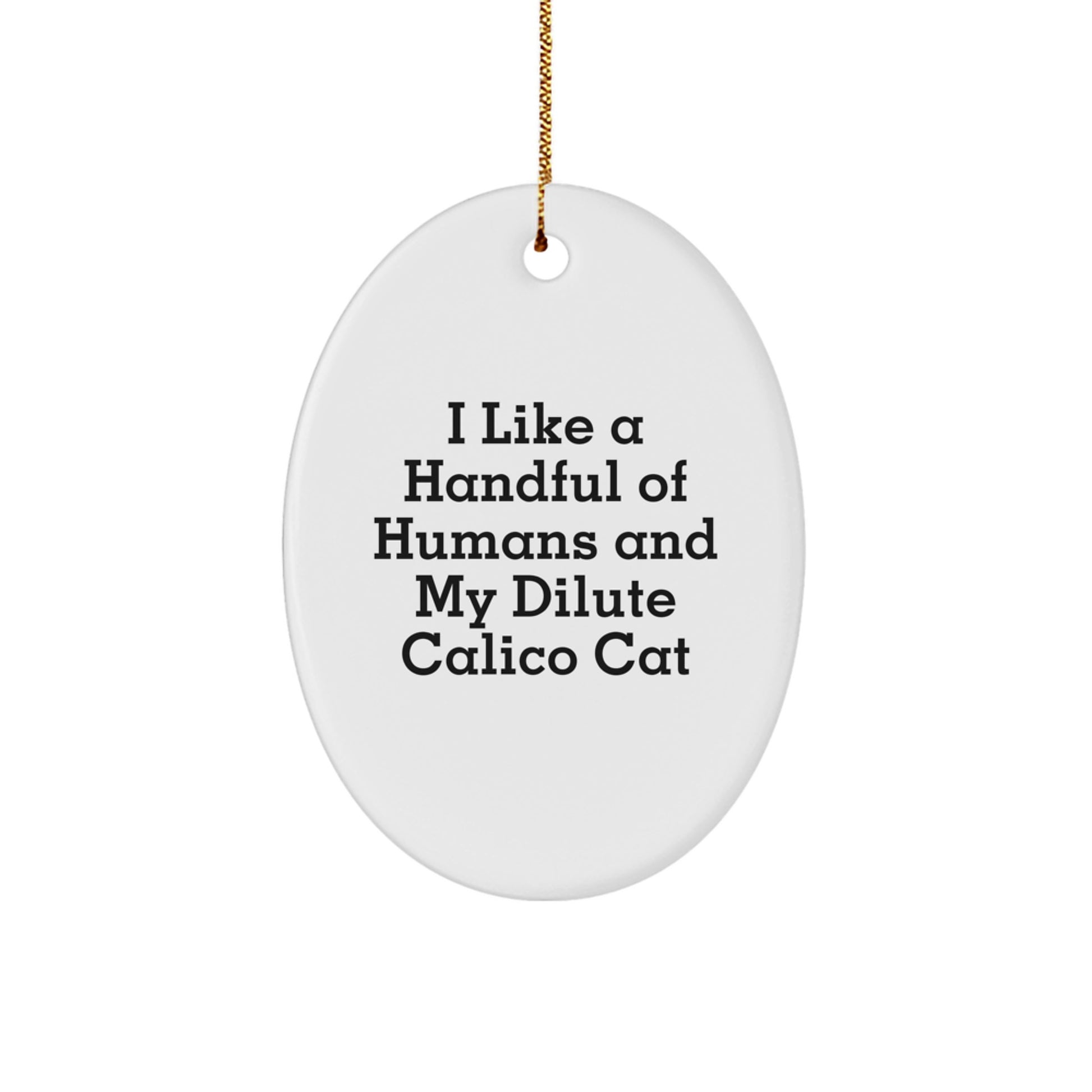 Funny Dilute Calico Cat Oval Ornament Gifts from Men Women Friends Family for Christmas Unique Decorations, I Like A Handful Of Humans And My Dilute Calico Cat - Image 1