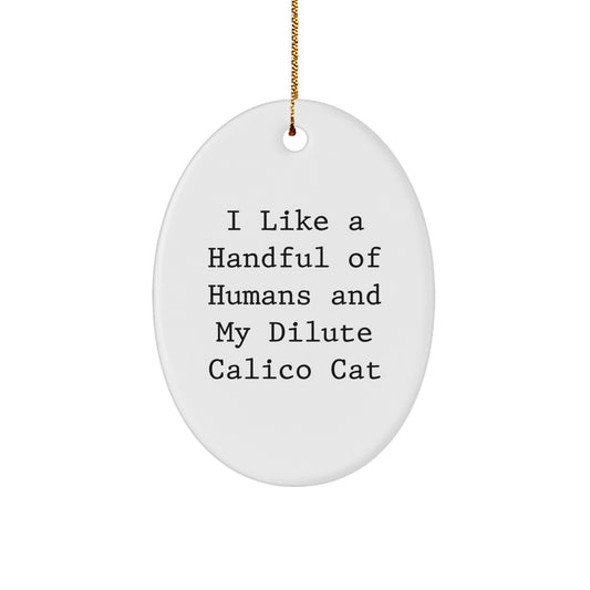 Handful of Humans and My Dilute Calico Cat Oval Ornament Gift for Dilute Calico Cat Lovers - Funny Christmas Unique Gifts from Friends and Family - Image 1
