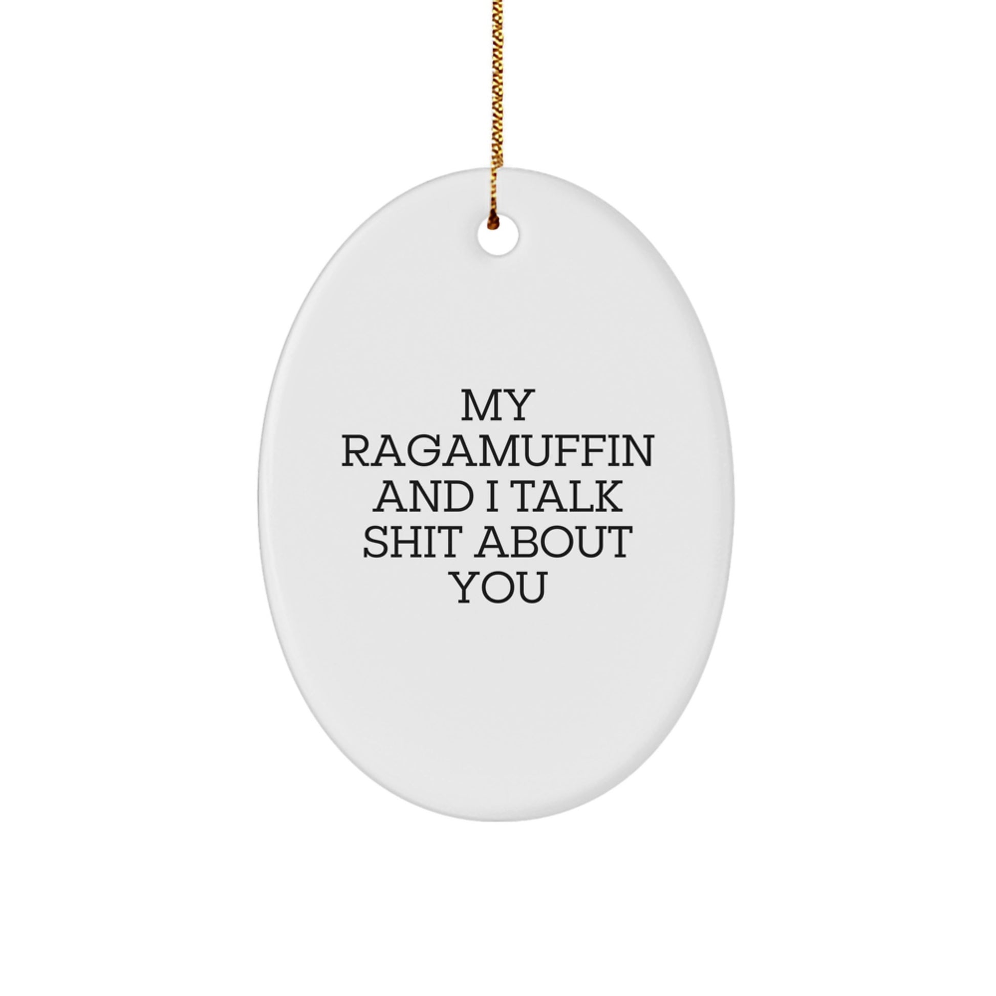 Funny Ragamuffin Cat Oval Ornament Gifts for Men, Women, Friends from Family - Cute Christmas Unique Presents - Image 1