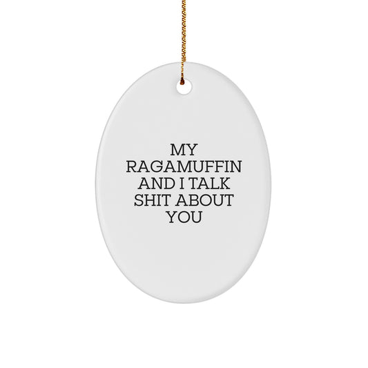 Funny Ragamuffin Cat Oval Ornament Gifts for Men, Women, Friends from Family - Cute Christmas Unique Presents - Image 1