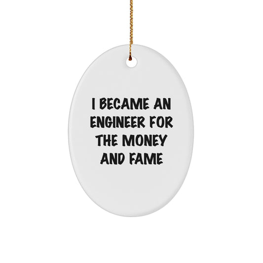 Funny Engineer Gifts from Friends, Unique Oval Ornament for Engineer, Christmas Unique Gifts - Image 1