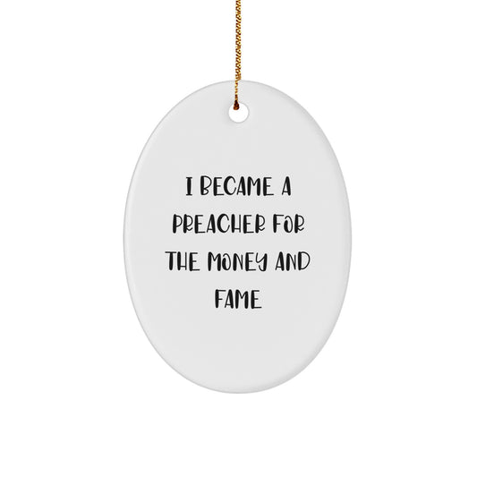 Funny Preacher Oval Ornaments Gifts from Men to Preacher Friends for Christmas Unique - Image 1
