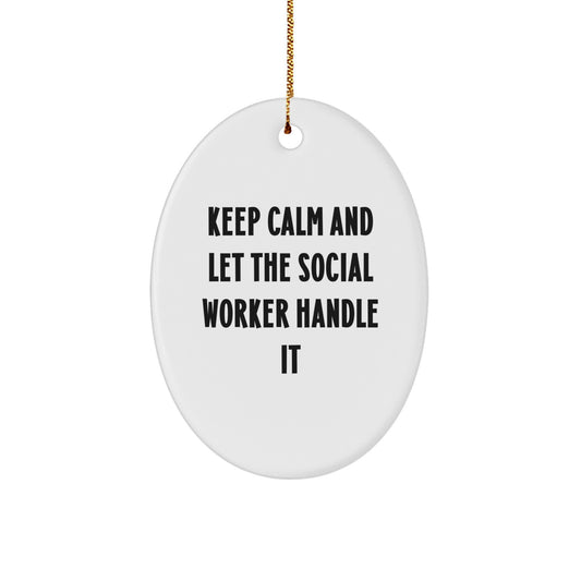 Funny Social Worker Oval Ornament Gifts from Family, Friends, Coworkers for Christmas Unique Gifts - Image 1