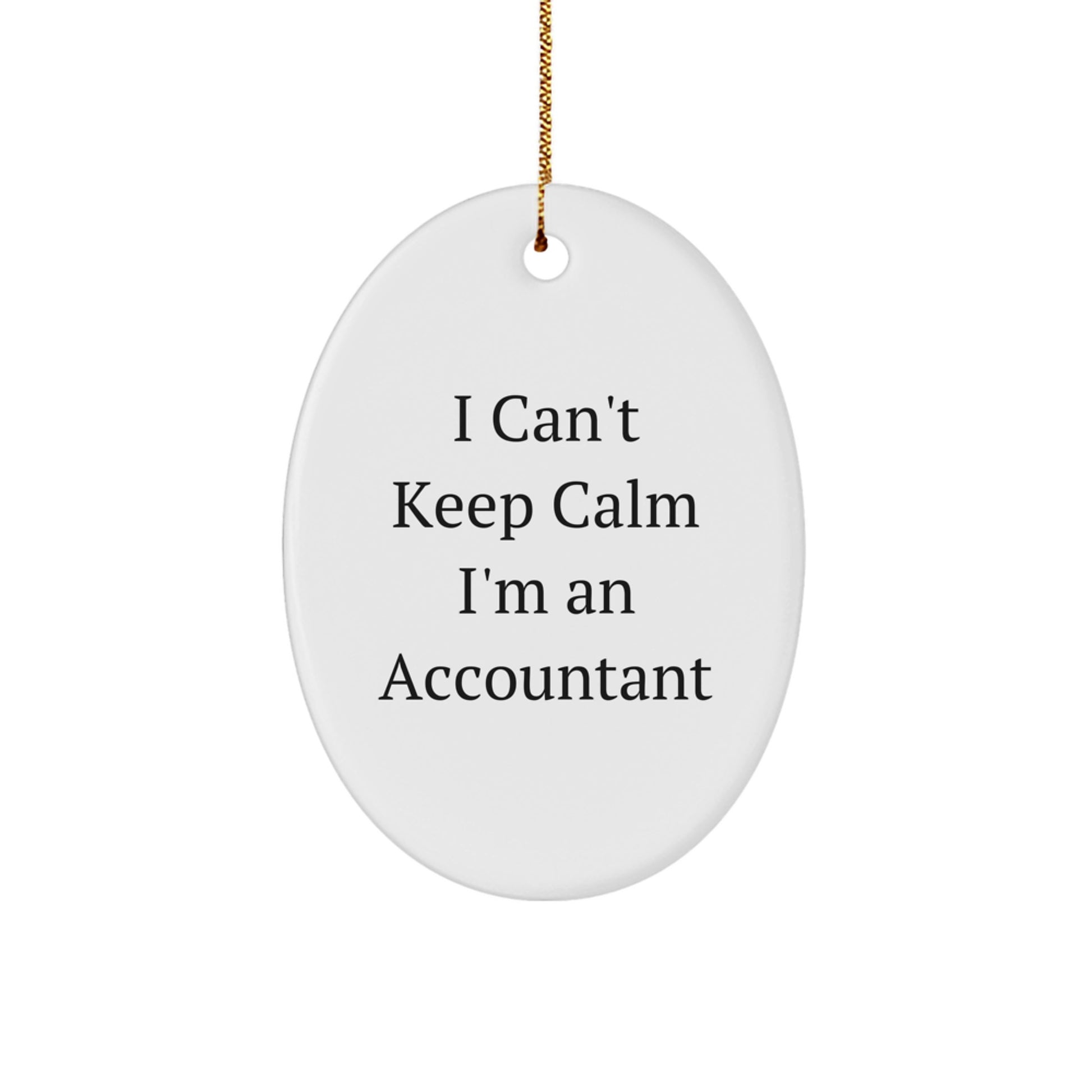 Funny Accountant Oval Ornament Gifts from Friends for Christmas Unique Gifts - 'I Can't Keep Calm I'm An Accountant' Decorative Hanging Oval Shaped Oval Ornament - Image 1