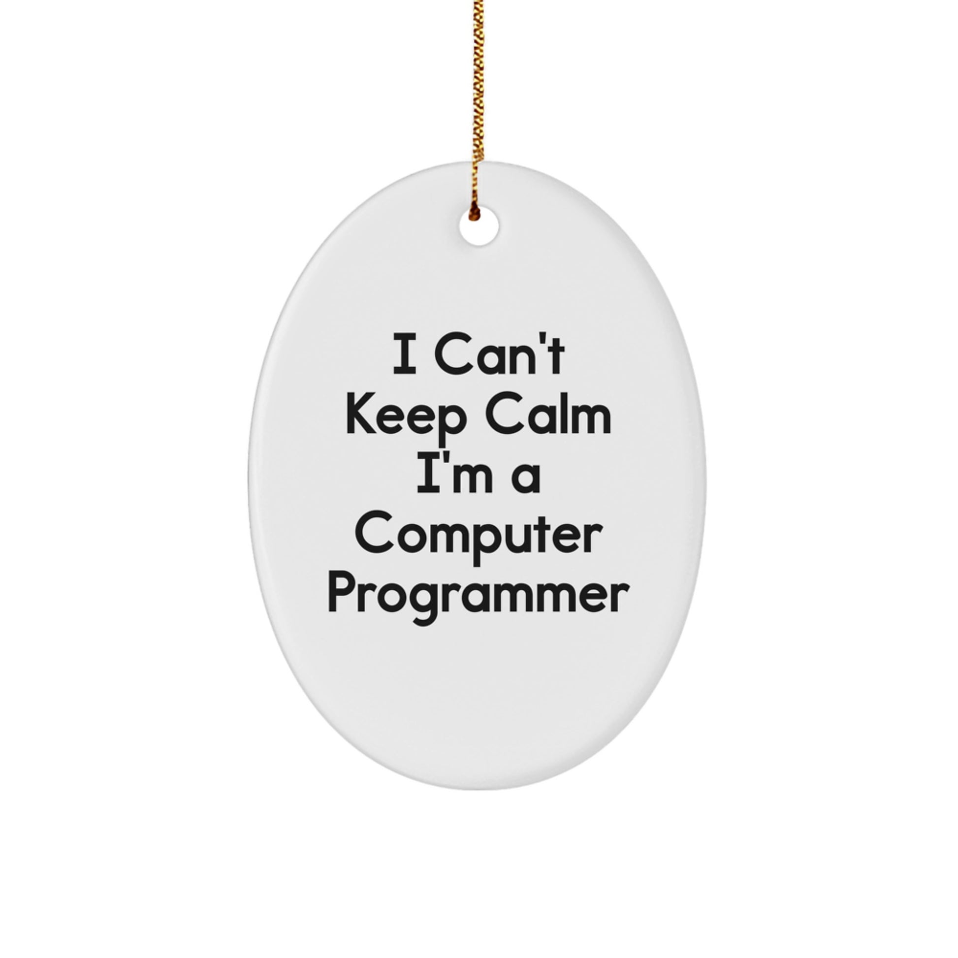 Funny Computer Programmer Oval Ornament, Gifts from Friends for Computer Programmer, Christmas Unique Gifts, I Can't Keep Calm I'm A Computer Programmer - Image 1