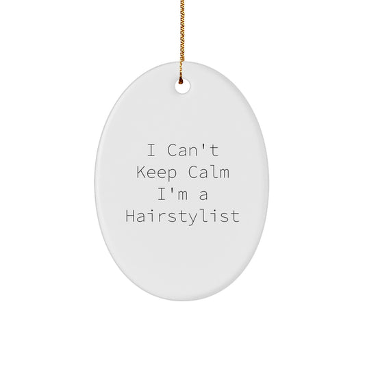 Funny Hairstylist Oval Ornament, Gifts for Hairstylists, Men, Women, Coworkers, Christmas Unique Gifts from Friends, Family - Image 1