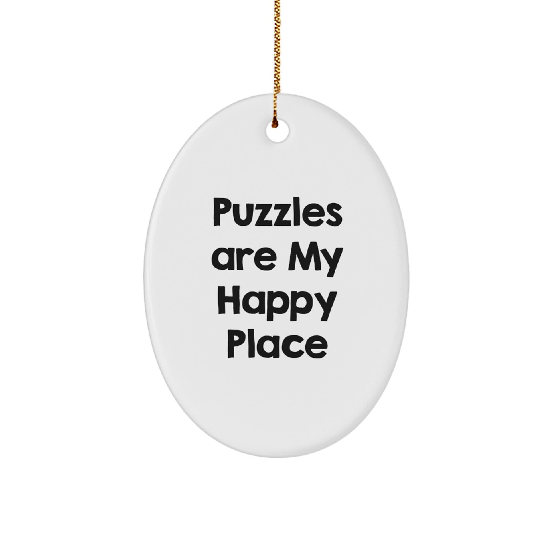 Puzzles Enthusiast Gifts from Friends and Family for Him Her Oval Ornament White Christmas Decoration - Image 1