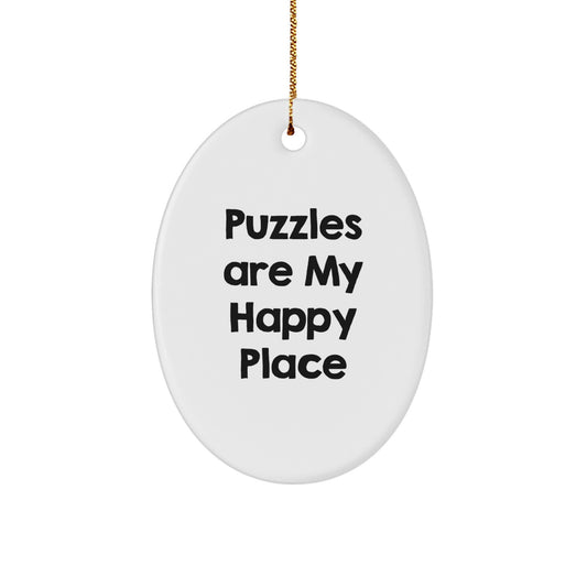 Puzzles Enthusiast Gifts from Friends and Family for Him Her Oval Ornament White Christmas Decoration - Image 1