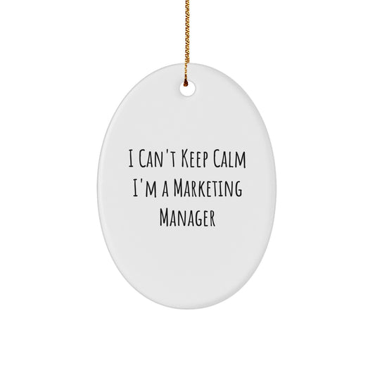 Funny Marketing Manager Oval Ornament Gifts from Family, Friends, Coworkers, and Men - Inspirational I'm A Marketing Manager - Image 1
