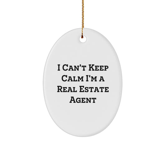 Funny Real Estate Agent Oval Ornament Christmas Unique Gifts from Friends Family Coworkers - I'm A Real Estate Agent - Unique Oval Ornament for Real Estate Agent Men Women - Image 1