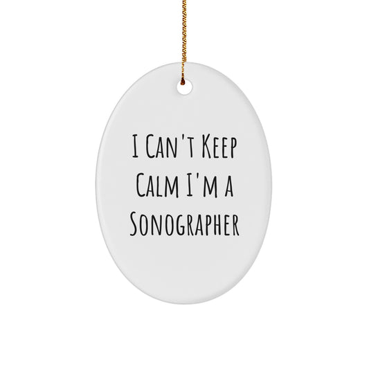 Funny Gifts from Friends and Family for Sonographers, Oval Ornament I Can't Keep Calm I'm A Sonographer on Christmas - Image 1