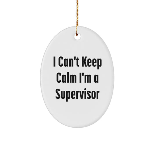 Funny Supervisor Gifts for Men from Friends and Family, I Can't Keep Calm Oval Ornament, Oval Shaped Christmas Unique Decorations - Image 1