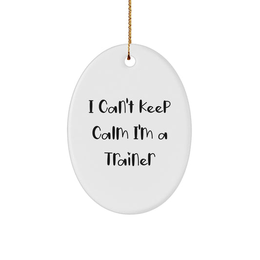 Funny Trainer Oval Ornament Gifts from Friends for Christmas Unique Decorations I Can't Keep Calm I'm A Trainer - Image 1