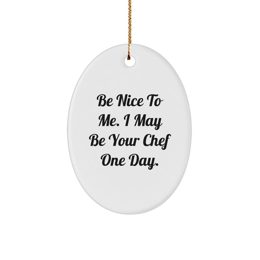 Funny Chef Oval Ornament Gifts from Men to Friends for Christmas Unique Chef Decorations - Image 1