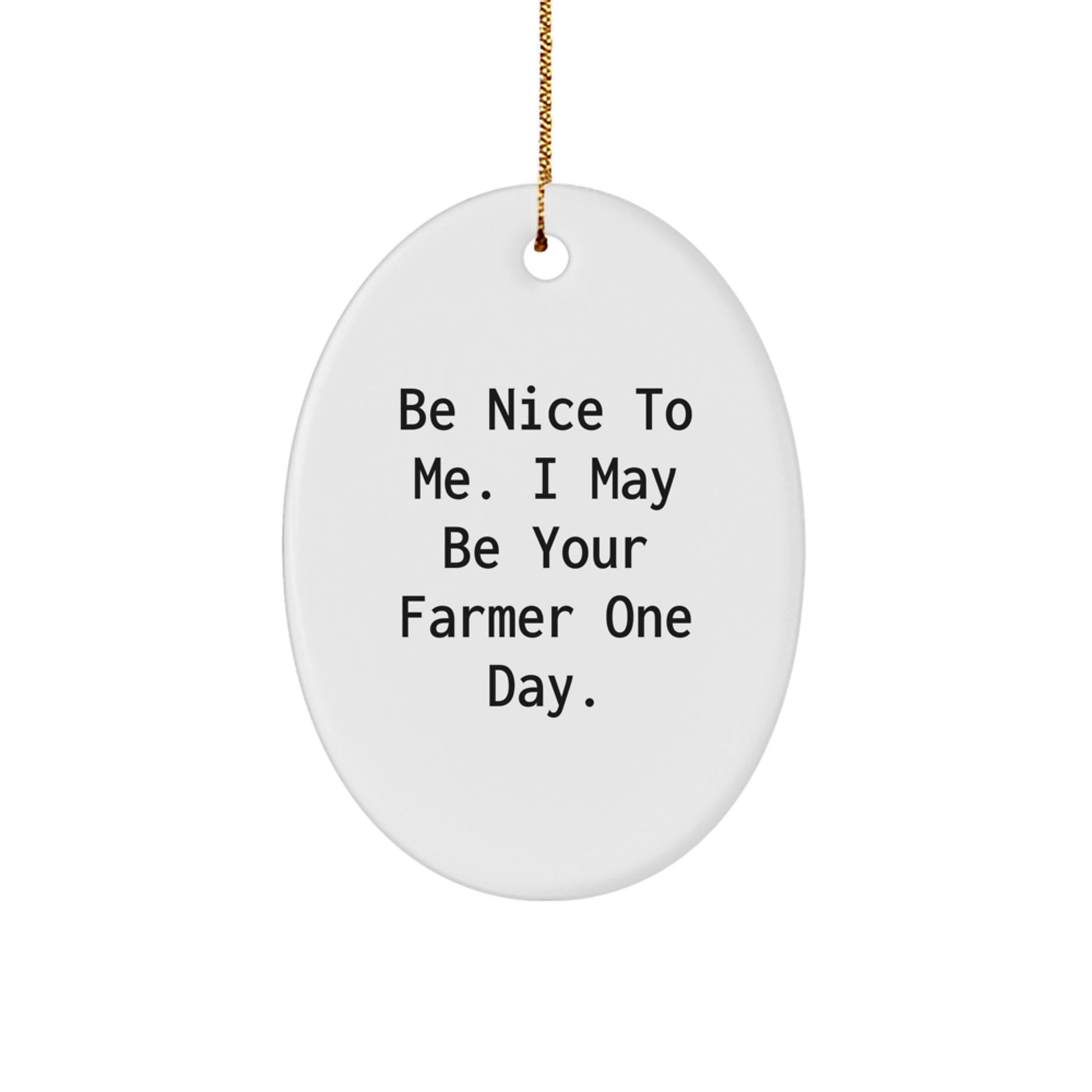 Funny Farmer Gifts for Men, Oval Ornament, Be 'Nice' to Your Future Farmer, Christmas Unique Gifts from Friends - Image 1