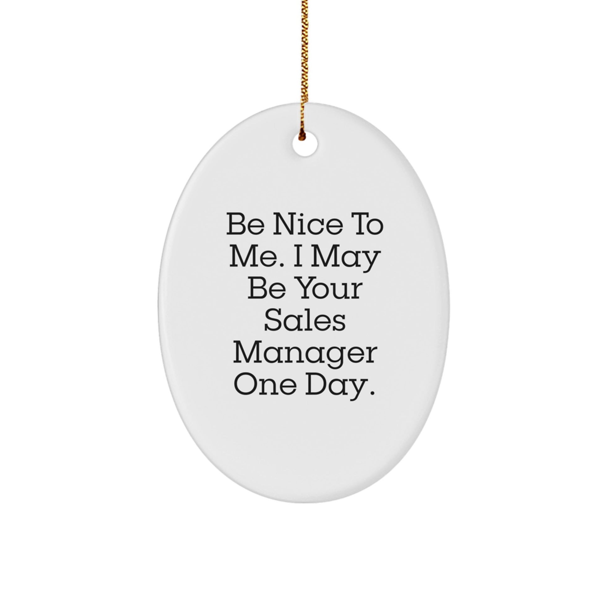 Funny Sales Manager Gifts from Friends, Oval Ornament, Be Nice To Me I May Be Your Sales Manager One Day, Christmas Unique Gifts for Sales Manager - Image 1