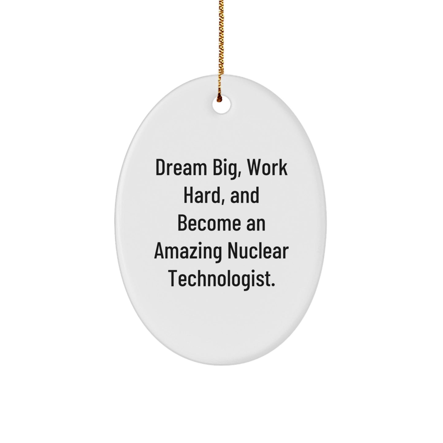 Funny Nuclear Technologist Gifts from Dad, 'Dream Big, Work Hard' Oval Ornament for Nuclear Technologist Friends during Christmas Unique Gifts - Image 1