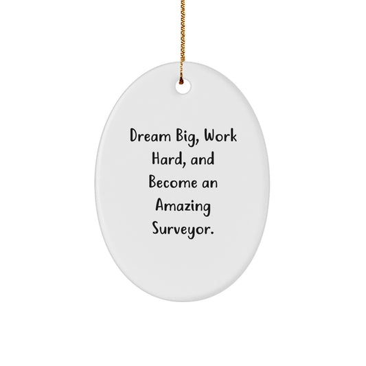 Funny Inspirational Surveyor Gifts from Men to Friends for Christmas Unique Oval Ornament - Image 1