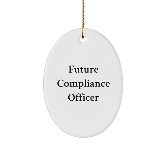 Funny Compliance Officer Gifts for Men, 'Future Compliance Officer' Oval Ornament, White, Oval Shaped, Unique Christmas Unique Gifts from Friends to Coworkers - Image 1